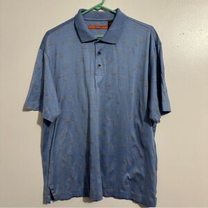 Axis blue golf shirt with geometric designs size L